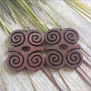 Dwennimmen Ram's Horns Wood Adinkra
Earrings
